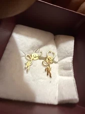 Initial Letter “K” Petite Baby Stud 14k Yellow Gold  Stethoscope Earrings
