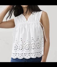 Banana Republic Women s White Sleeveless Eyelet Poplin Top Size Small NWT
