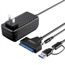 Mbiydeg SATA to USB 3.0 and USB C Adapter Cable for 3.5 2.5 Inch SSD/HDD Hard...