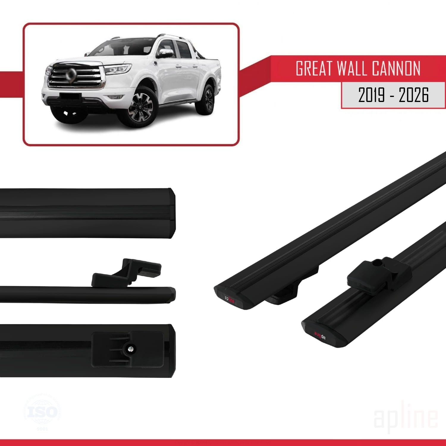 Barres de toit Great Wall Cannon 2019-2026 fixation sans perçage anti-rayures - 3