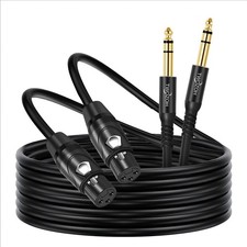 XLR Female to 1/4 Inch 6.35mm TRS Cable Balanced Microphone 10 FT 2 PCS