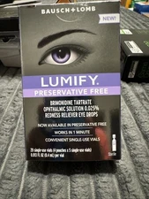 Lumify PRESERVATIVE FREE Redness Reliever Eye Drops 20-Single Use Vials - NEW