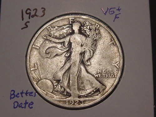 1923-S WALKING LIBERTY HALF VG + F NICE ORIGINAL BETTER DATE SHIPS FREE