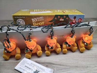 Vintage Hallmark Christmas Bear String Lights 10 Blow Mold Angels GE Works