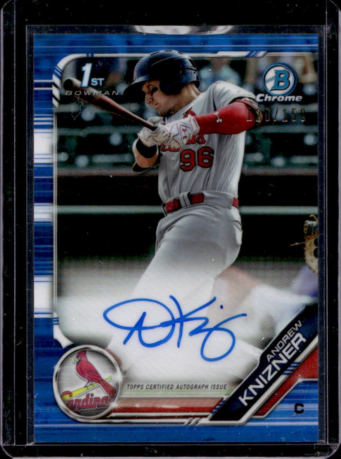 2019 Bowman Andrew Knizner Chrome Auto 1st Blue Refractor RC #/150