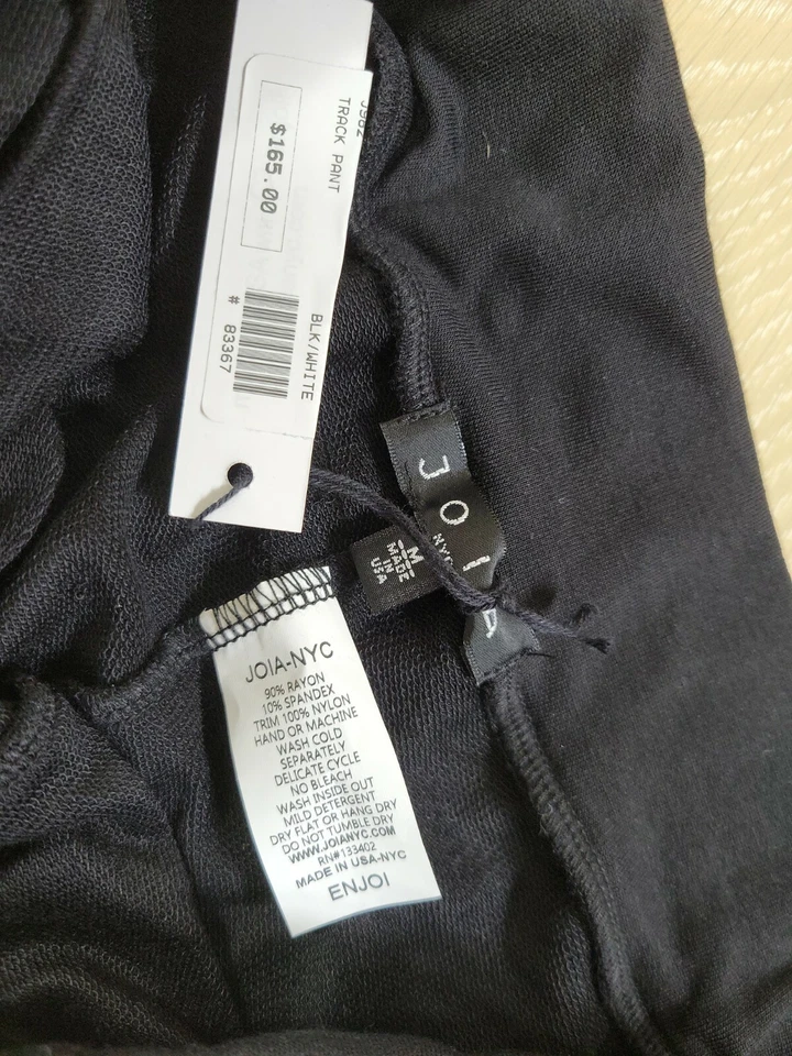 $165 NEW - JOIA NYC Women's Medium Black White Track Pants Soft Stretch Comfy - Image 4 of 4