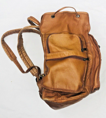 Boulder Ridge Brown Grain Cowhide Leather Backpack – Vintage Style READ Boulder Ridge Leather Backpack Rucksack Brown Cowhide School  main image 3