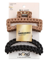 Scunci By Conair All Hair All Day Hold Claw Clips 2 pcs Unbreakable Collection.