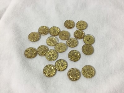 20 Round Gold Glitter Buttons Two Hole 3/8  Craft Sewing Buttons