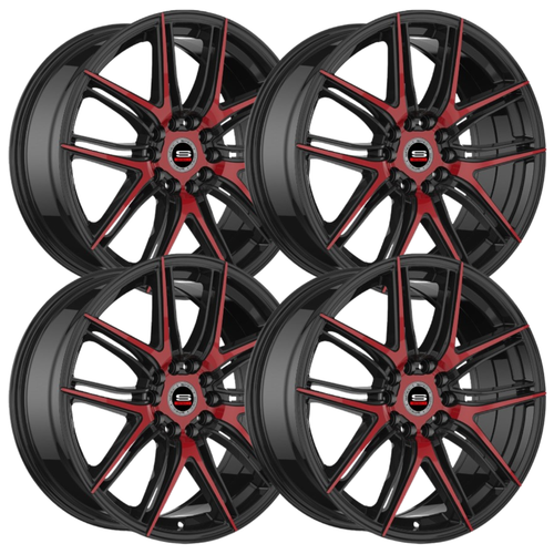 (Set-4) Spec-1 SP-56 17x7.5 5x110/5x114.3 42mm Black Red wheels rims 17 ...