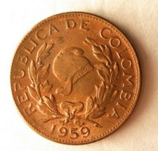 1959 COLOMBIA 5 CENTAVOS - Scarce Type - FREE SHIPPING - Colombia Bin A