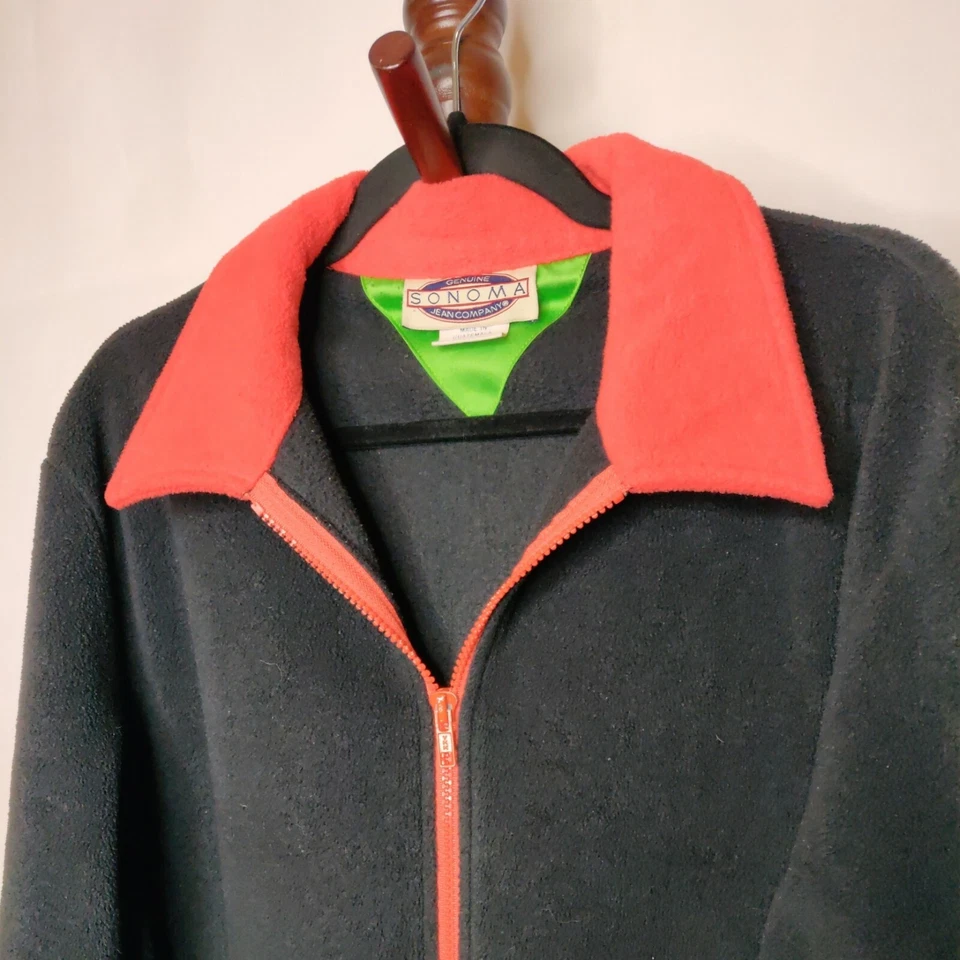 Sonoma Mujer Talla L Activewear Chaqueta Polar Negro Naranja Cremallera Completa Manga Larga Foto 3 de 4