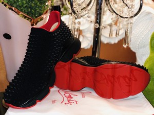 black spike red bottom sneakers