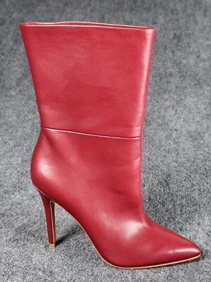 CHARLES BY CHARLES DAVID RED FAUX LEATHER MIDI STILETTO BOOTS SZ 6.5 Winter Work