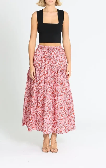 STEELE Robin A Line Midi Skirt Paisley Size 10 AU RRP 229 Preloved