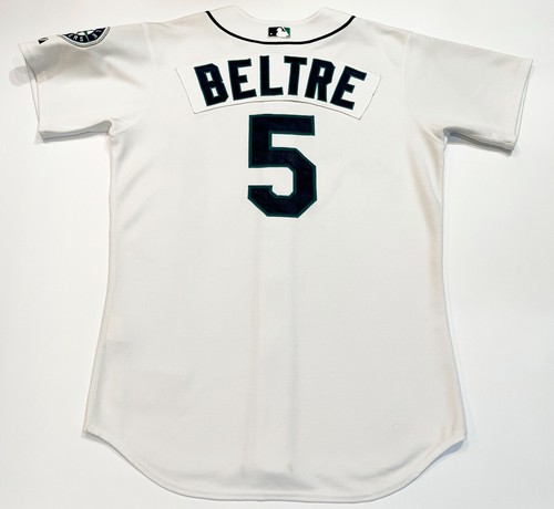 Majestic Authentic MLB Seattle Mariners BELTRE #5 Jersey Sz 44 White USA Sewn - 第 5/9 張圖片