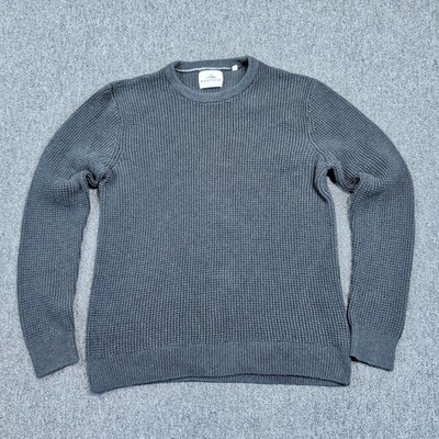 Mantaray Gorpcore Waffle Knit Sweater Medium Charcoal Grey Cotton Crew Neck