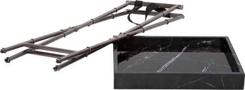 Talbot Marble Tray Table with Titanium Folding Base - Picture 1 of 7