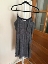 LOFT Women’s Polka Dot Sundress V-Neck Chiffon Lined Strappy L Black/White