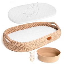 Handmade Baby Changing Basket Set with a Soft Changing Pad and Waterproof