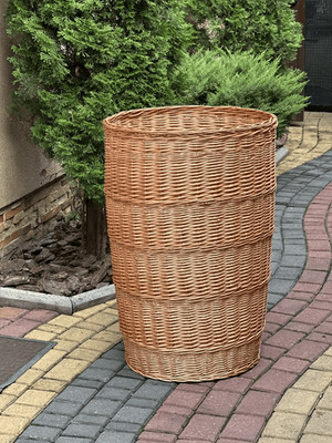 large handmade wicker basket tall natural laundry hamper rustic rattan storage