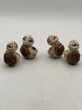 Anthropomorphic Turtle Bead Foursome Jute Plant Hangers Ceramic 1970’s Kitschy