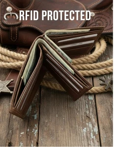 SEDONA® DOUBLE SIDED BILLFOLD WALLET WITH 2 CASH COMPARTMENTS, RFID PROTECTED
