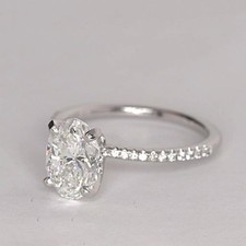 2.15 Ct Lab Grown Diamond Engagement Ring 14K White Gold Solitaire Size 7