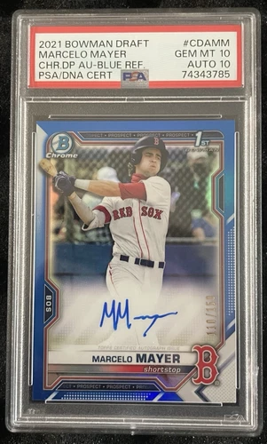 Marcelo Mayer 2021 Bowman Chrome Blue Refractor Auto /150 PSA 10/10