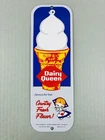 VINTAGE DQ DAIRY QUEEN ICE CREAM SHAKES MALT GAS OIL PORCELAIN PUMP STATION SIGN