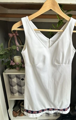 Vintage Sherry Tennis Dress Women's White Mini Pickleball Preppy Made In Florida