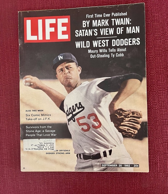 LIFE MAGAZINE ~ SEPTEMBER 28, 1962 ~ DON DRYSDALE ~ DODGERS ~ EXCELLENT