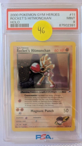 PSA 9 2000 POKEMON GYM HEROES 11 ROCKET'S HITMONCHAN HOLO