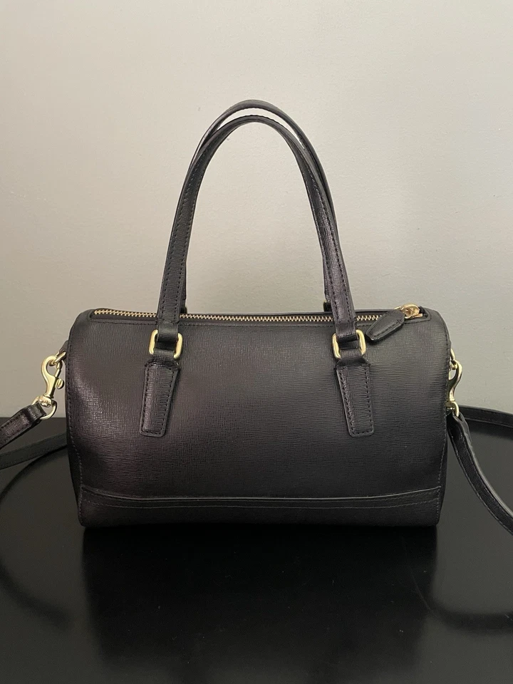 COACH Saffiano Mini Satchel Crossbody Bag Black Leather/ Gold Hardware ~ 49392 - Image 3 of 4