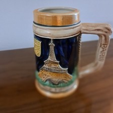 Paris Mug vintage Eiffel Tower Notre Embossed Never Used 2 oz Under $20