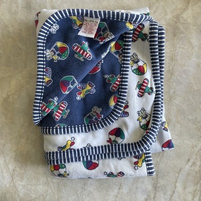 Vintage Gymboree Blanket Aviator 1990's Rainbow Tag Airplanes & Bears Nice!!
