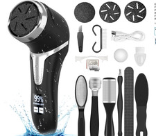 Electric Foot Callus Remover with Vacuum LCD Display Waterproof 3 Heads Kit