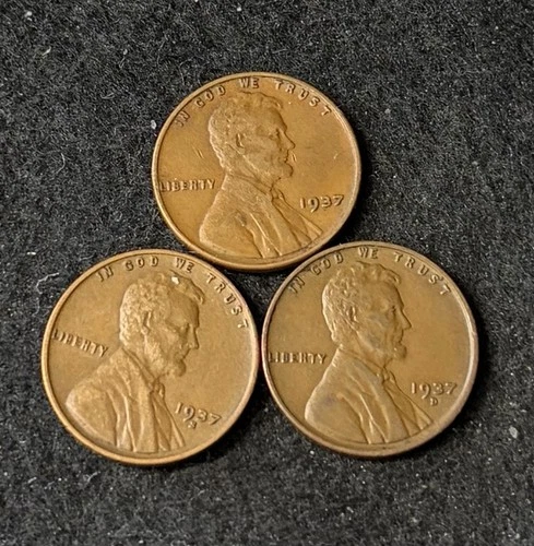 1937 P D S Lincoln Wheat Pennies - Free Shipping #2
