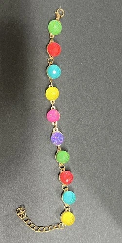 Vintage Costume Jewelry 6.5”Multicolor Scarab Bracelet