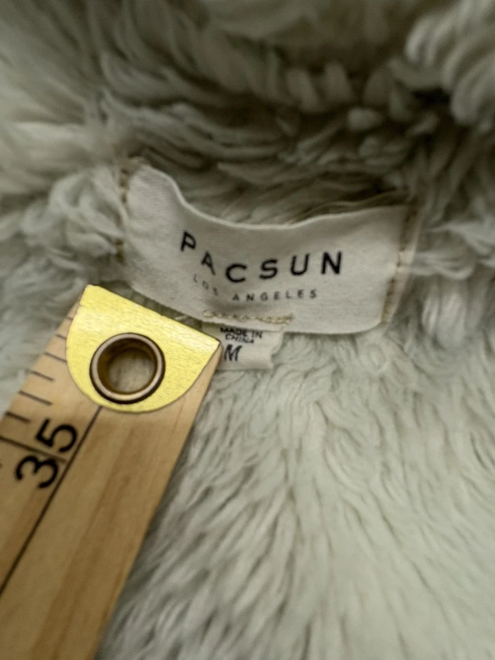 Pacsun Jacket Womens Medium Blue Denim Sherpa Lined Trucker Shearling Coat - Image 4 of 4