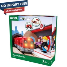 BRIO Metro Railway Set Wooden Train Toy Lights Sounds Station Sliding Doors