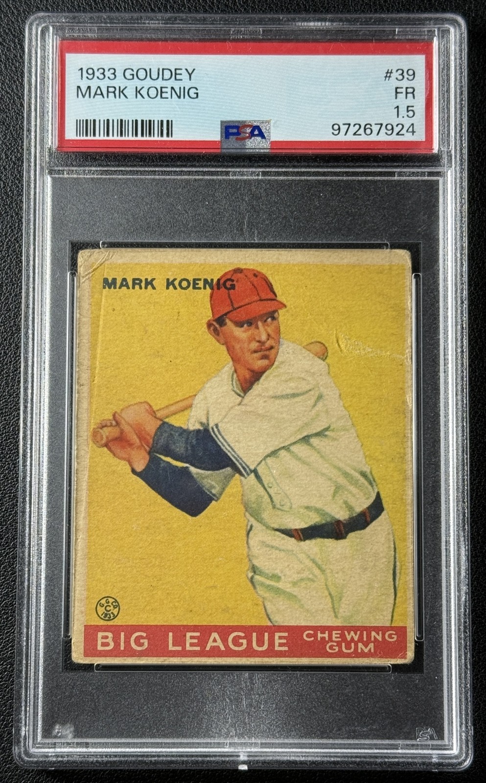 MARK KOENIG PSA 1.5 1933 GOUDEY R319 BASEBALL #39 ROOKIE CARD RC CUBS 7924