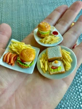 lot 1:6 Dollhouse Miniature clay Food Breakfast lunch dinner ceramic plate meal