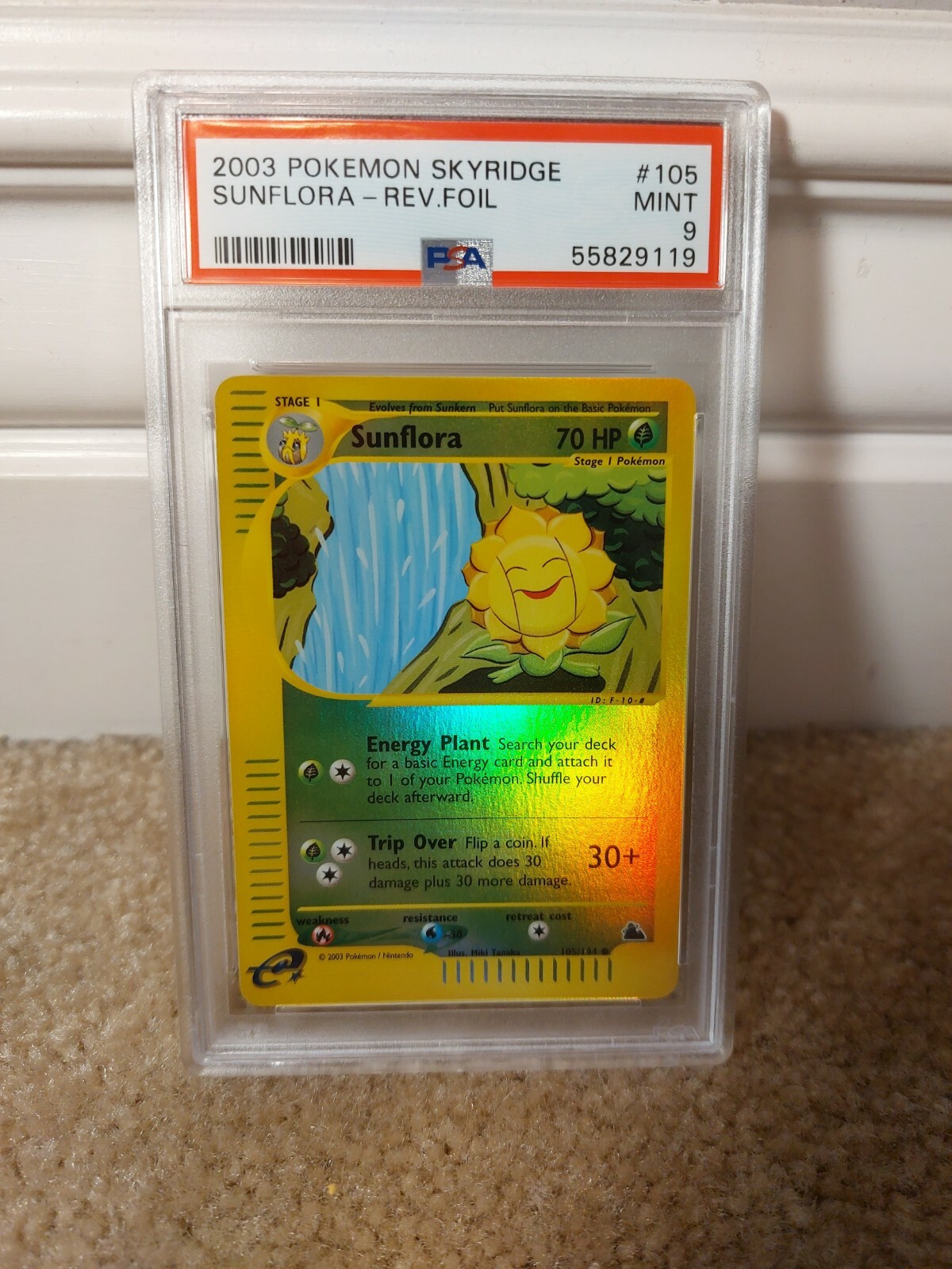 PSA 9 MINT 2003 POKEMON SKYRIDGE SET SUNFLORA REVERSE HOLO CARD 105/144