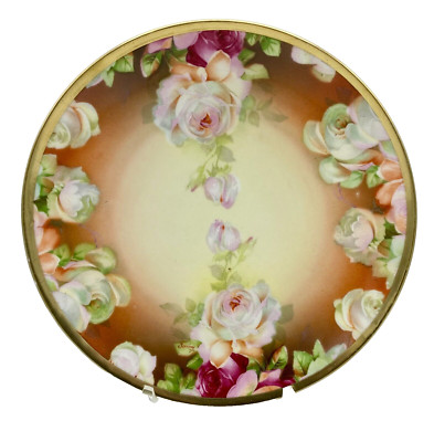 Vintage O.E & G Royal Austria Porcelain Handpainted Plate Rose Pattern Gold Trim