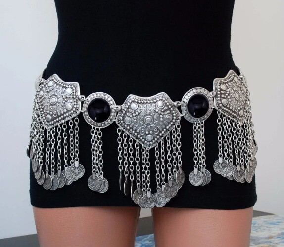 Gypsy Metal Hippie Boho Flower Turkish Shimmy Dress Belt 