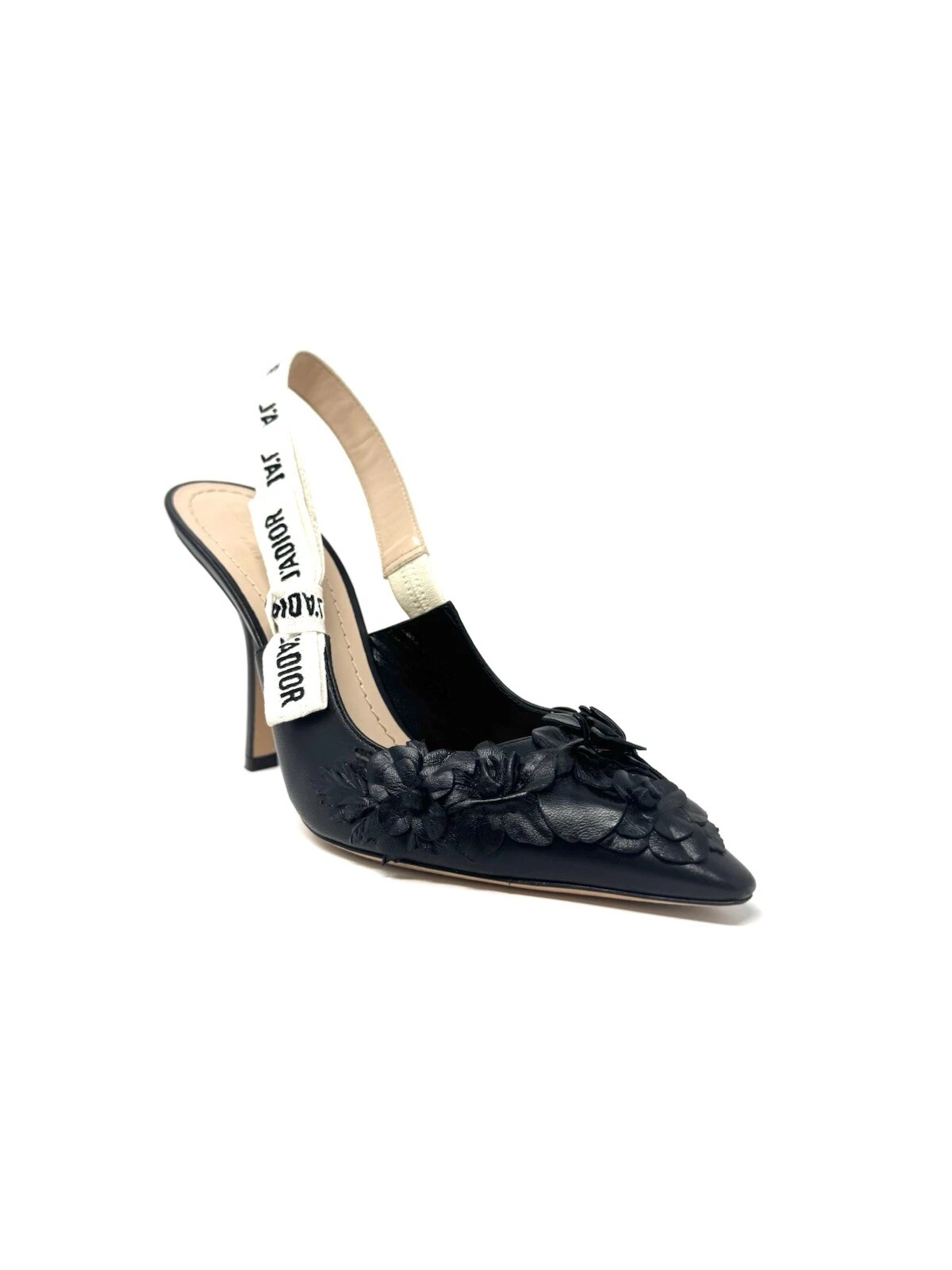 Escarpins Christian Dior noir imprimé floral en peau d'agneau taille 9 / 39