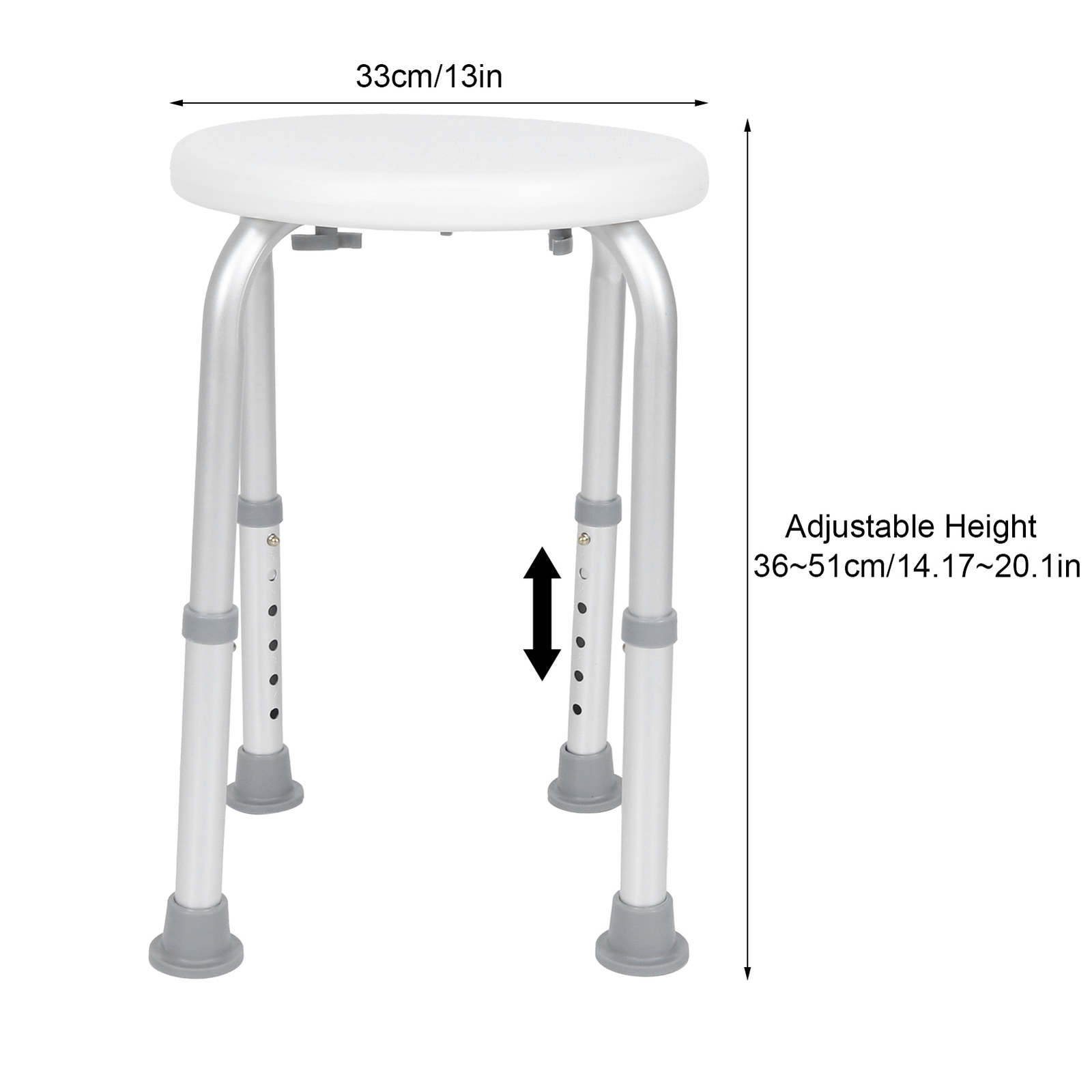 Shower Chair WearResistant Round Adjustable Bath Bench NonSlip eBay