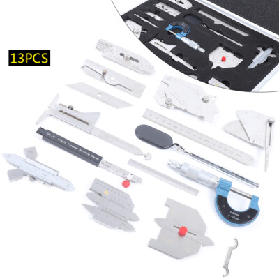 13PCS Welding Gauge Inspection Kit Welder Inspection Gauge Tool Test Ruler Box