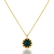 Flower Green Onyx Chain Pendant 925 Silver Gold Plated Necklace For Her